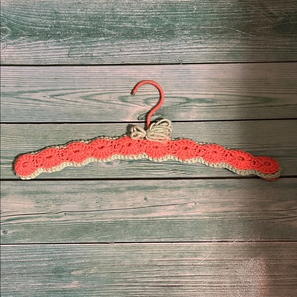Crochet Hanger with Pink and Green Accents